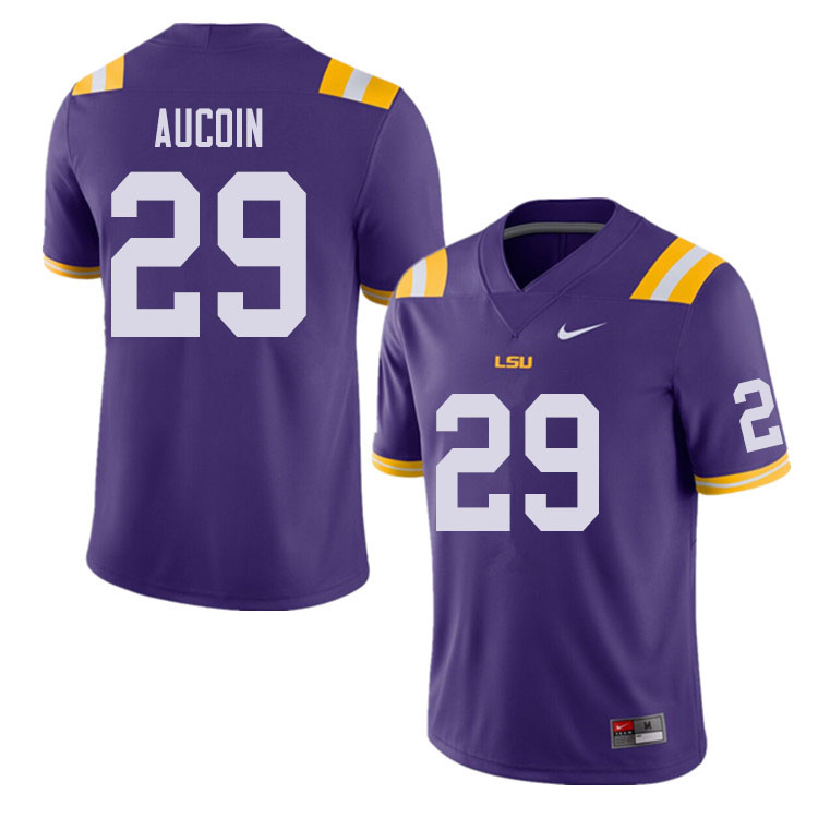 Men #29 Alex Aucoin LSU Tigers College Football Jerseys Sale-Purple